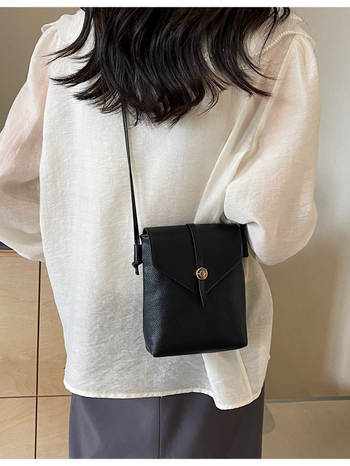 Geantă de telefon mobil crossbody – Stil urban, PU, formă vertical pătrată, închidere tip capac, buzunar intern pentru telefon