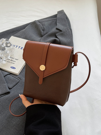 Geantă de telefon mobil crossbody – Stil urban, PU, formă vertical pătrată, închidere tip capac, buzunar intern pentru telefon