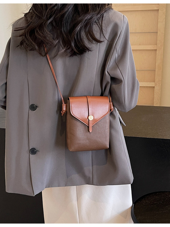 Geantă de telefon mobil crossbody – Stil urban, PU, formă vertical pătrată, închidere tip capac, buzunar intern pentru telefon