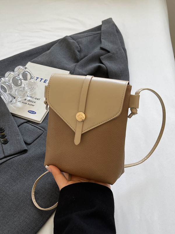 Geantă de telefon mobil crossbody – Stil urban, PU, formă vertical pătrată, închidere tip capac, buzunar intern pentru telefon