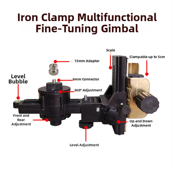 Многофункционален пан-tilt нивелир с лазерен принцип, телескопична тръба, инфрачервена база и 360° въртяща скоба за повдигане