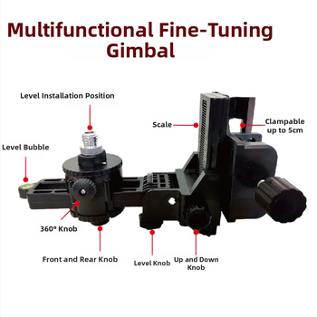 Многофункционален пан-tilt нивелир с лазерен принцип, телескопична тръба, инфрачервена база и 360° въртяща скоба за повдигане