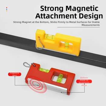 Магнитен мини нивелир с висяща верига и балонче за нивелиране за домашна поддръжка (Магнитен; Висяща верига; Балонче)