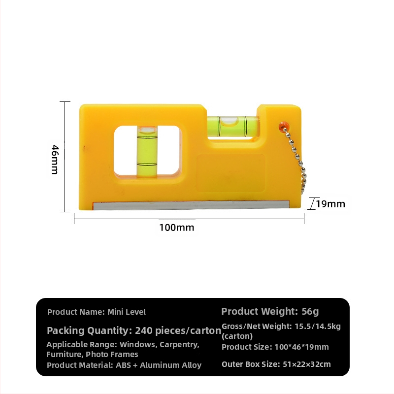 Магнитен мини нивелир с висяща верига и балонче за нивелиране за домашна поддръжка (Магнитен; Висяща верига; Балонче)