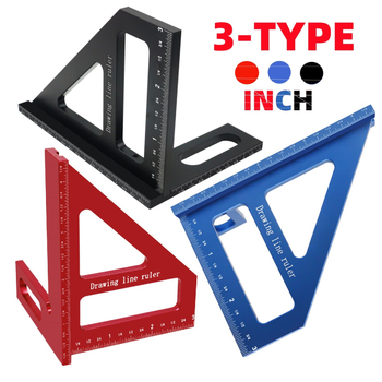 Алуминиево триъгълно правило с 45°/90°, чертожна линейка с мащаб, многофункционален дърводелски инструмент