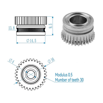 Екструдерна зъбна предавка – двойна зъбна предавка, закалена стомана, съвместима с K1/K1C/Ender3 V3, версия 3.0