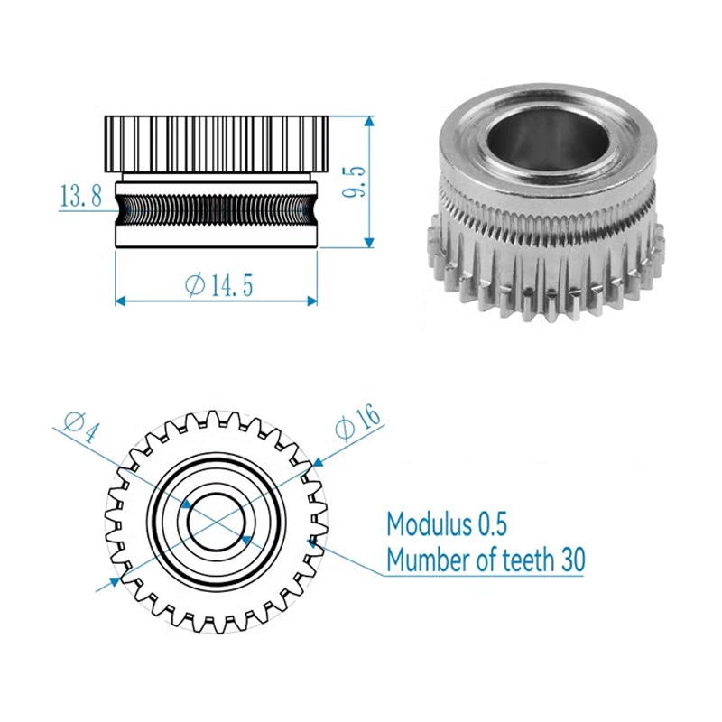 Екструдерна зъбна предавка – двойна зъбна предавка, закалена стомана, съвместима с K1/K1C/Ender3 V3, версия 3.0