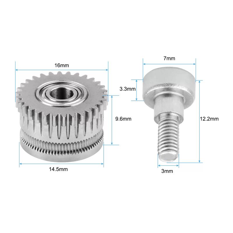 Екструдерна зъбна предавка – двойна зъбна предавка, закалена стомана, съвместима с K1/K1C/Ender3 V3, версия 3.0
