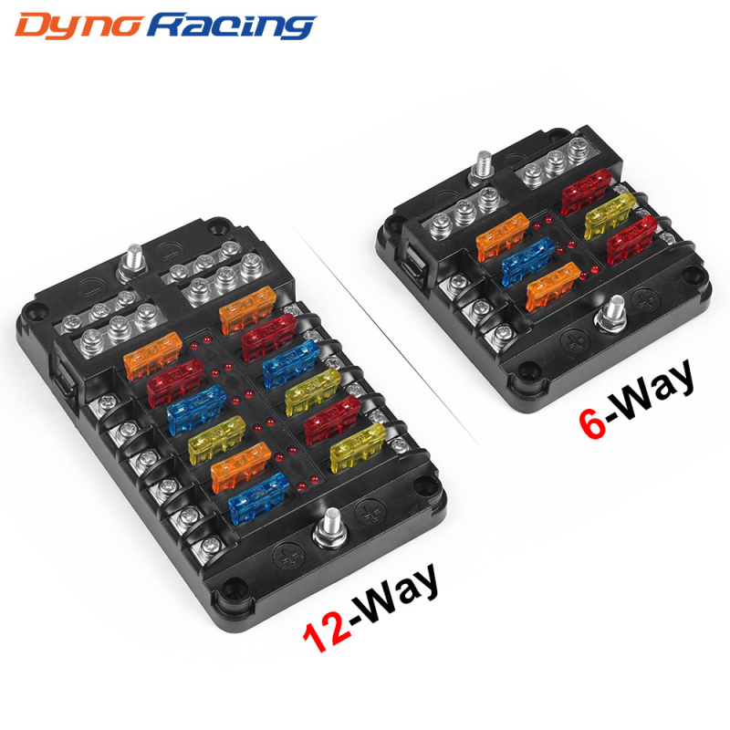 Dyno Racing BX102272 6/12-πορών θήκη ασφαλειών με αρνητικό πόλο και LED ένδειξη, για αυτοκίνητα, γιοτ και τροποποιημένα RV