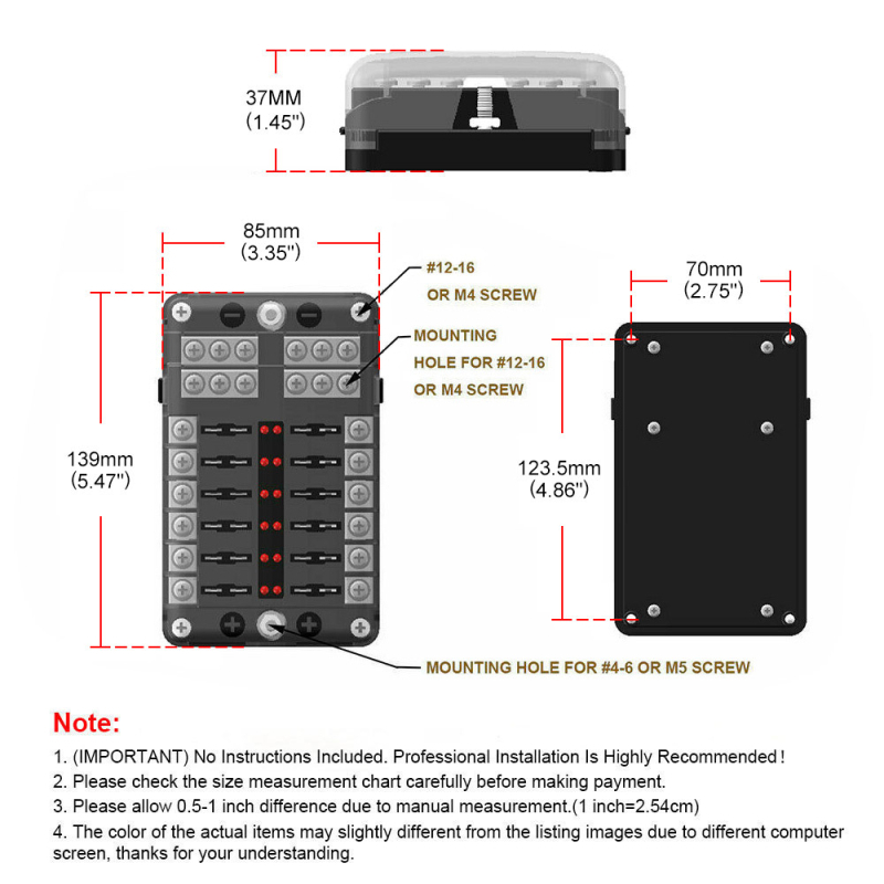 Dyno Racing BX102272 6/12-πορών θήκη ασφαλειών με αρνητικό πόλο και LED ένδειξη, για αυτοκίνητα, γιοτ και τροποποιημένα RV