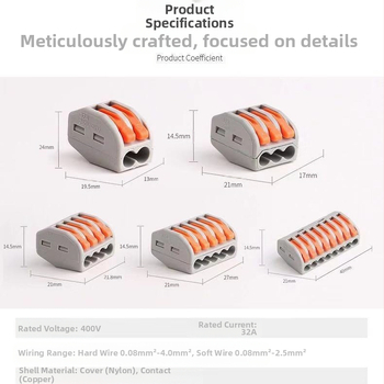 Σετ συνδετήρων καλωδίων PCT-212/213/215/21, κουτί με 120 τεμ. (Προέλευση: Zhejiang; Τύπος σύνδεσης: Connect; Εφαρμογή: Τροφοδοσία; Μάρκα: Ice Rain)