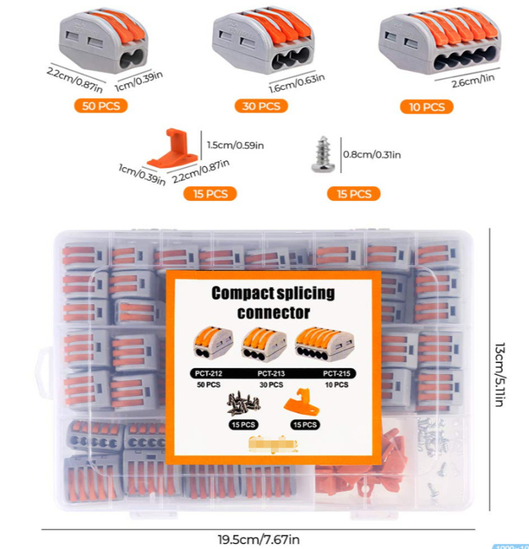 Set žičanih konektora PCT-212/213/215/21, kutija s 120 komada (Porijeklo: Zhejiang; Vrsta spoja: Connect; Primjena: Napajanje; Značka: Ice Rain)