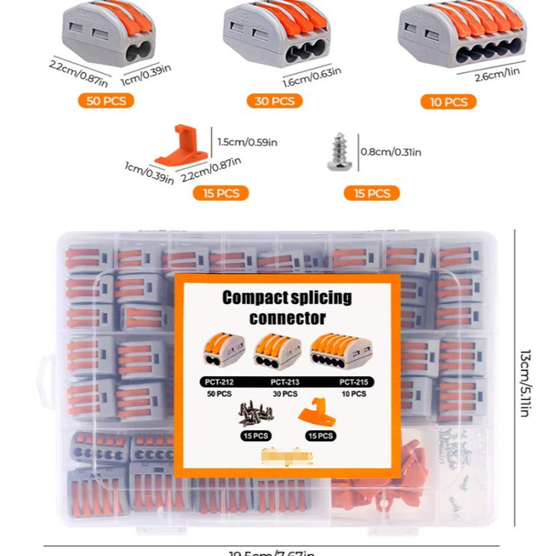 Set žičanih konektora PCT-212/213/215/21, kutija s 120 komada (Porijeklo: Zhejiang; Vrsta spoja: Connect; Primjena: Napajanje; Značka: Ice Rain)