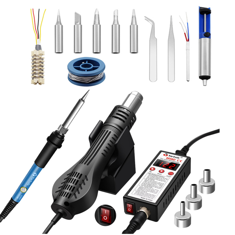 Dvostruka stanica za lemljenje s digitalnim zaslonom (8858D) – podesiva temperatura, pištolj za toplinski zrak i stanica za desoldering, 220V