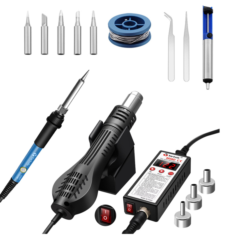 Dvostruka stanica za lemljenje s digitalnim zaslonom (8858D) – podesiva temperatura, pištolj za toplinski zrak i stanica za desoldering, 220V