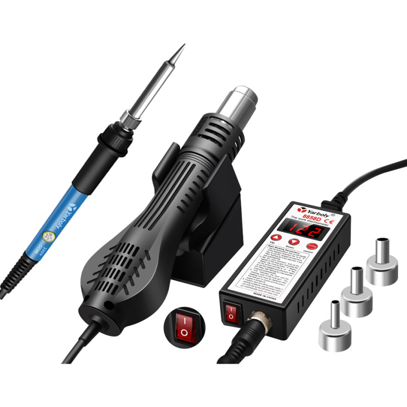Dvostruka stanica za lemljenje s digitalnim zaslonom (8858D) – podesiva temperatura, pištolj za toplinski zrak i stanica za desoldering, 220V