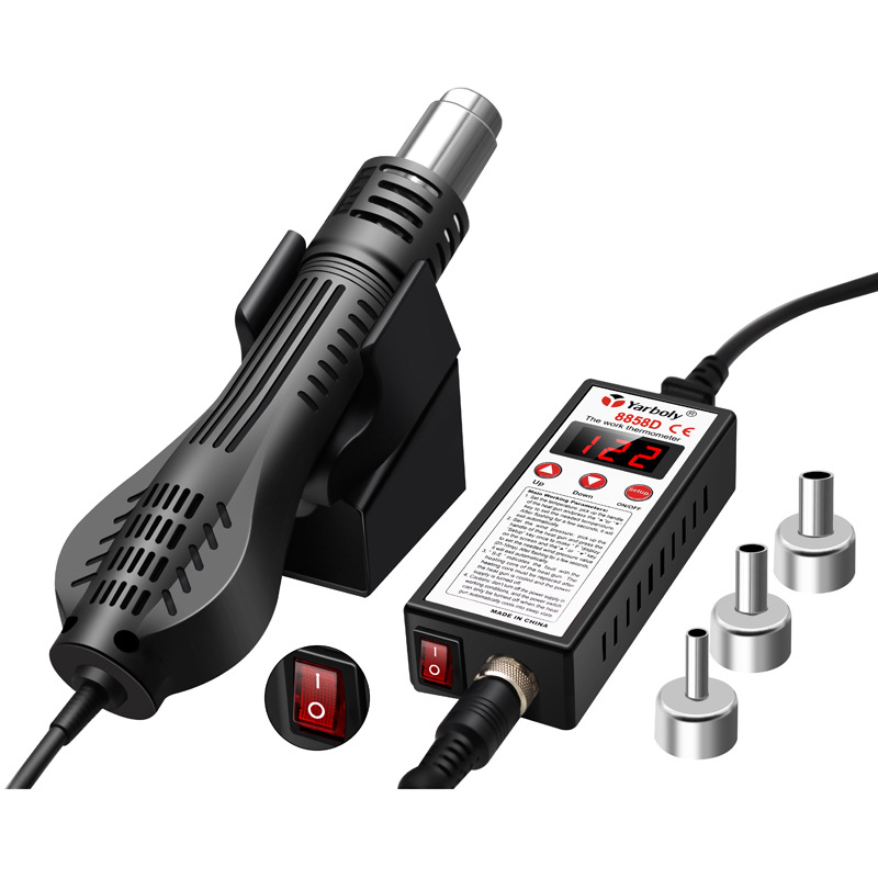 Dvostruka stanica za lemljenje s digitalnim zaslonom (8858D) – podesiva temperatura, pištolj za toplinski zrak i stanica za desoldering, 220V