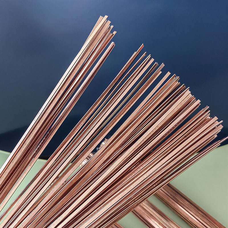 Elektroda za zavarivanje bakra i bakarnih legura s fosfornim bakrom, materijal fosforni bakar, zavarački napon 220 A, radna temperatura 100 °C, pogodna za hladnjake