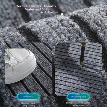 Πατάκι εισόδου από PVC, τετράγωνο σχήμα, ριγέ μοτίβο, μοντέρνο μινιμαλιστικό στυλ, πλένεται