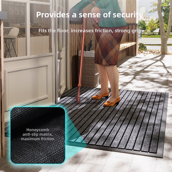 Πατάκι εισόδου από PVC, τετράγωνο σχήμα, ριγέ μοτίβο, μοντέρνο μινιμαλιστικό στυλ, πλένεται