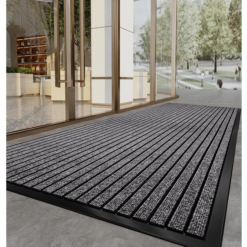 PVC входна килимка за врата, квадратна, райе, модерен минималистичен стил, миеща се