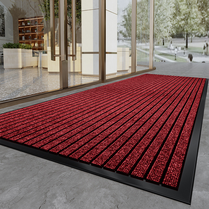 PVC входна килимка за врата, квадратна, райе, модерен минималистичен стил, миеща се