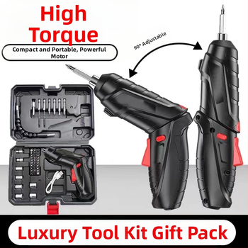 Многофункционална преносима електрическа отвертка и компактна бормашина, зареждаща се, 46 части комплект, хром-ванадиева стомана, за завиване на винтове вкъщи