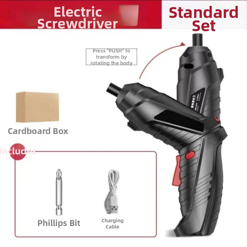 Многофункционална преносима електрическа отвертка и компактна бормашина, зареждаща се, 46 части комплект, хром-ванадиева стомана, за завиване на винтове вкъщи