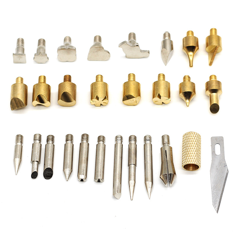 28-dijelni set vrhova za pyrographiju za električno željezo, plastična ručka, 110V