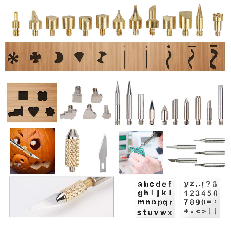28-dijelni set vrhova za pyrographiju za električno željezo, plastična ručka, 110V