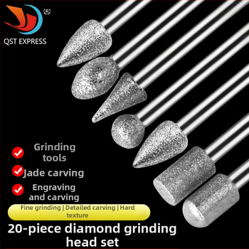 20 gab. diamanātu slīpēšanas galvu komplekts nefrita griešanai un pulēšanai