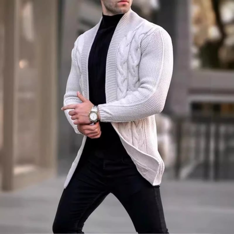 Kardigan od pletenine sa stojećim ovratnikom, dugi rukavi, akrilna tkanina, minimalistički stil, jesen-zima 2024