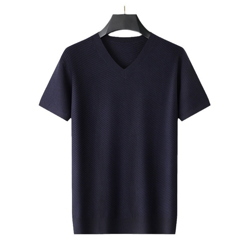 Pulover s V-izrezom, kratkim rukavima, opuštenog kroja, mješavina poliestera 57,4%