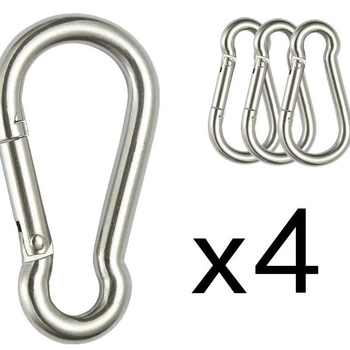 Huifeng карабинер от неръждаема стомана, комплект 4 броя, 304/316 неръждаема стомана, натоварване 500, широко приложение