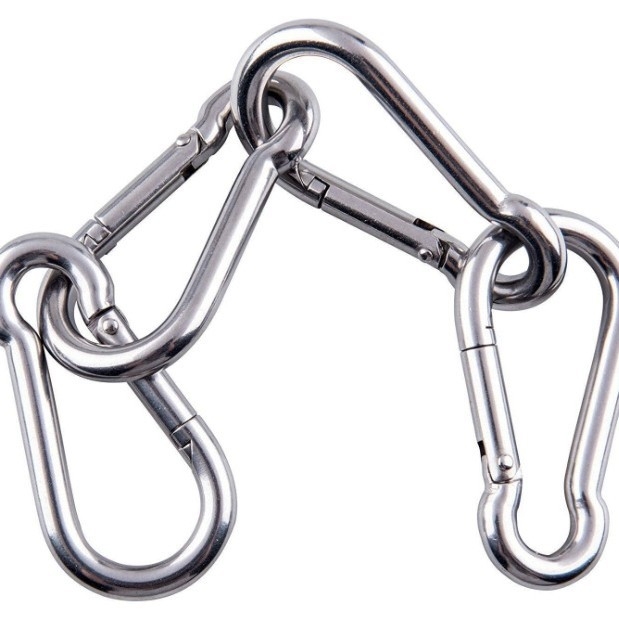 Huifeng карабинер от неръждаема стомана, комплект 4 броя, 304/316 неръждаема стомана, натоварване 500, широко приложение