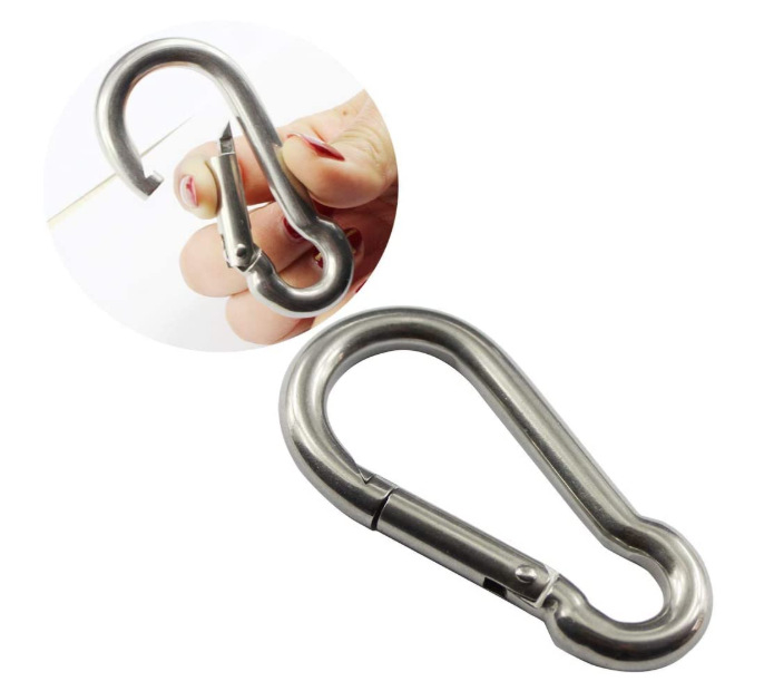 Huifeng карабинер от неръждаема стомана, комплект 4 броя, 304/316 неръждаема стомана, натоварване 500, широко приложение