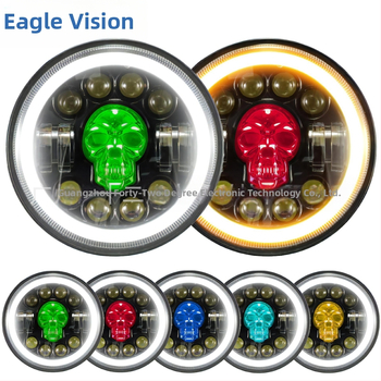 LED προβολέας για εκτός δρόμου οχήματα – Skull Wrangler κυκλικός προβολέας, περίβλημα από χυτό αλουμίνιο, ανακλαστική κάψα, επιλογές παραμετροποίησης