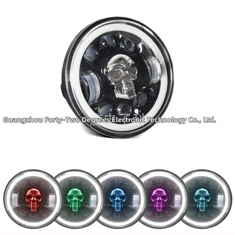 LED προβολέας για εκτός δρόμου οχήματα – Skull Wrangler κυκλικός προβολέας, περίβλημα από χυτό αλουμίνιο, ανακλαστική κάψα, επιλογές παραμετροποίησης
