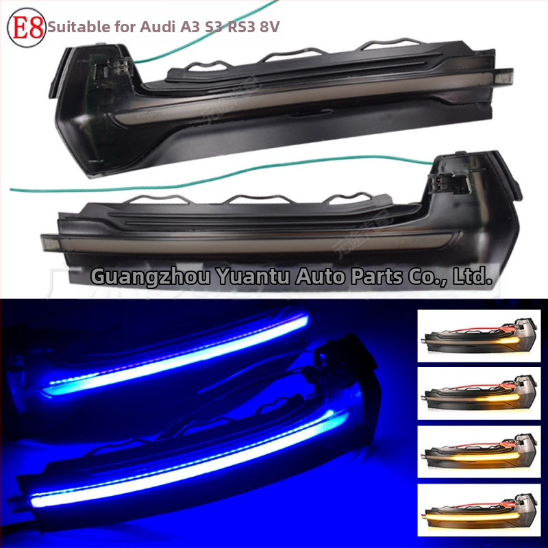 Audi A3 8V (2013-2020) Φωτιστικά σήμανσης καθρέπτη οπισθοπορείας — ABS, 12V, 5W, Μοντέλο 8V0 949 101/102, δίχρωμο φωτισμό (κίτρινο με μπλε και λευκές αποχρώσεις)