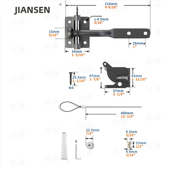 Защелка за ограда с въже, A-тип защелка, материал: въглеродна стомана, повърхностна обработка: пластмасов спрей, модел Small lock with rope, марка Simpson