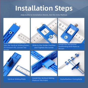 Προσανατολιστής οπών για λαβές | πολυλειτουργικό ξυλουργικό εργαλείο | υλικό: χρωμιο-βάνιο χάλυβας | σετ 5 τεμαχίων | για πόρτες ντουλαπιών