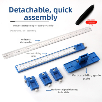Προσανατολιστής οπών για λαβές | πολυλειτουργικό ξυλουργικό εργαλείο | υλικό: χρωμιο-βάνιο χάλυβας | σετ 5 τεμαχίων | για πόρτες ντουλαπιών