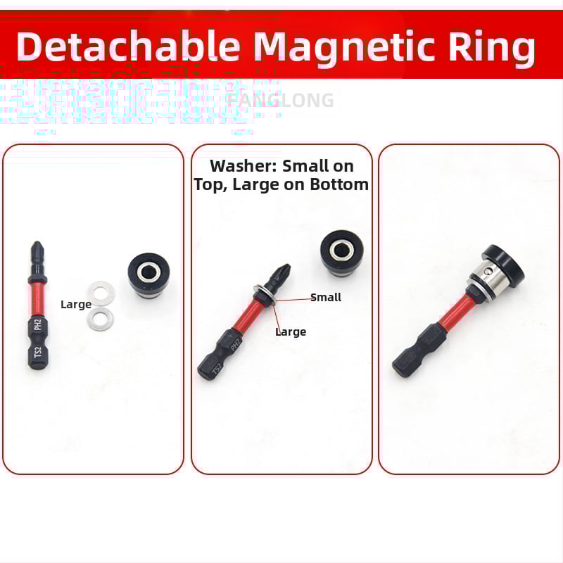 Главичка за позициониране на гипсокартон, регулируема с магнитен пръстен, S2 инструментална стомана, за винтове с кръстосан шлиц в дърводелството и таваните
