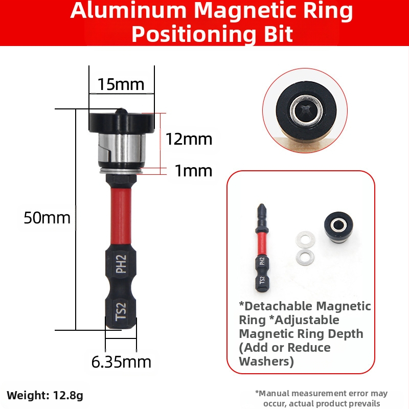 Главичка за позициониране на гипсокартон, регулируема с магнитен пръстен, S2 инструментална стомана, за винтове с кръстосан шлиц в дърводелството и таваните