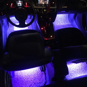 Auto iekšējā LED gaisma ar USB, daudzkrāsains apgaismojums, kāju zonai, mūzikas ritms, bezvadi, balss vadība — Modelis: Colorful ambient lights in the car; Jauda 3.6W; Spriegums 12V/5V; Strāva 1A; Materiāls PCB