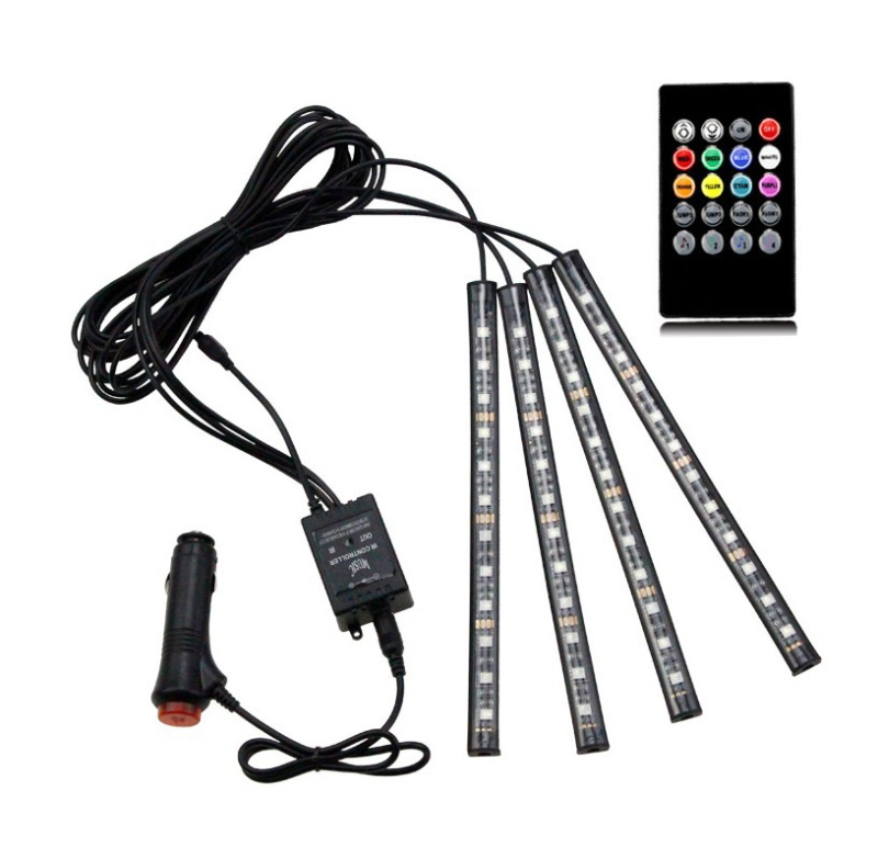 Auto iekšējā LED gaisma ar USB, daudzkrāsains apgaismojums, kāju zonai, mūzikas ritms, bezvadi, balss vadība — Modelis: Colorful ambient lights in the car; Jauda 3.6W; Spriegums 12V/5V; Strāva 1A; Materiāls PCB