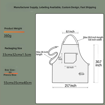 Vászon kötény készlet, ujj nélküli, szennyeződés elleni, modern letisztult stílus, testreszabható