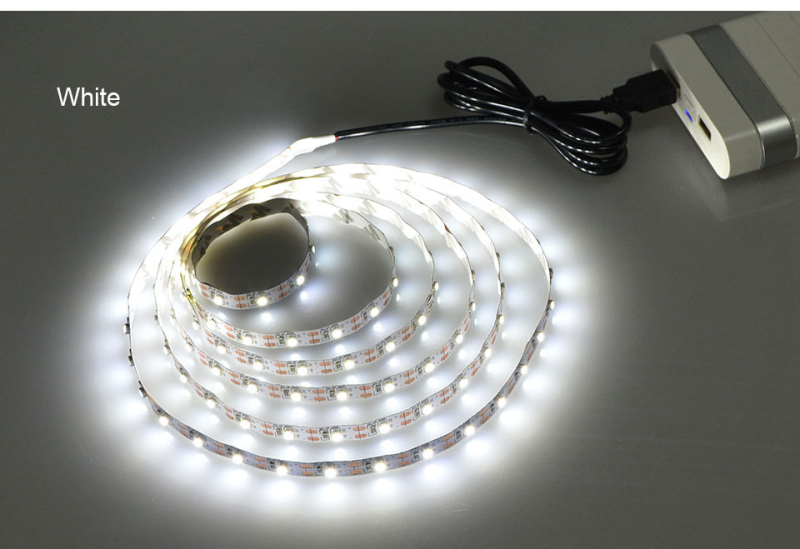 LED juostelė televizoriaus fono apšvietimui, 5V įėjimo įtampa, 3528 LED, 60 LED, 180° kampas, nuotolinio valdymo pultas (24 mygtukų)