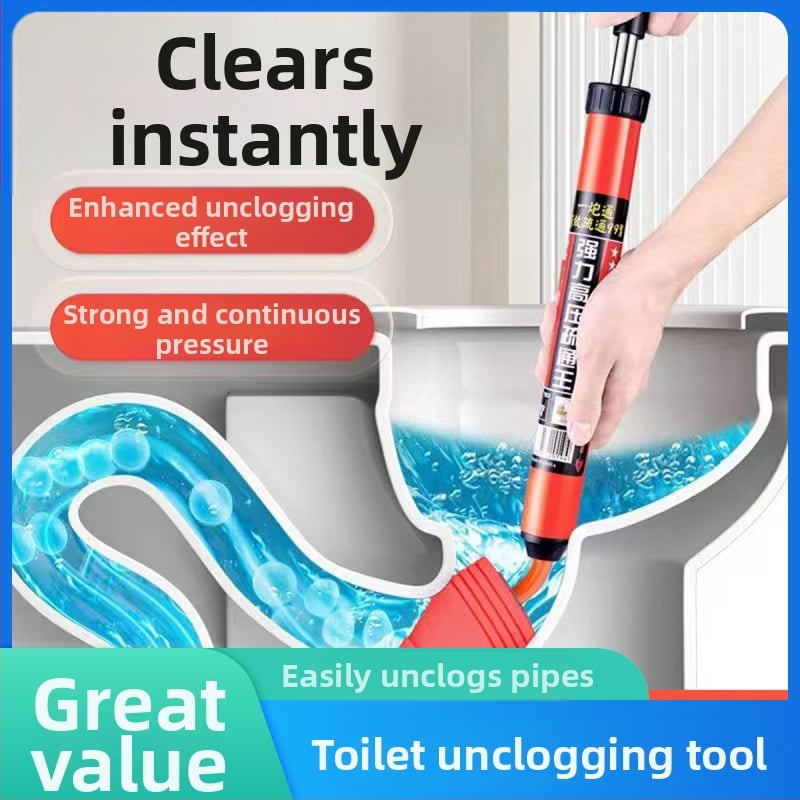 Tualeto siurbimo įrankis su pneumatine veikimo sistema, PVC konstrukcija, tinkamas namų kanalizacijai