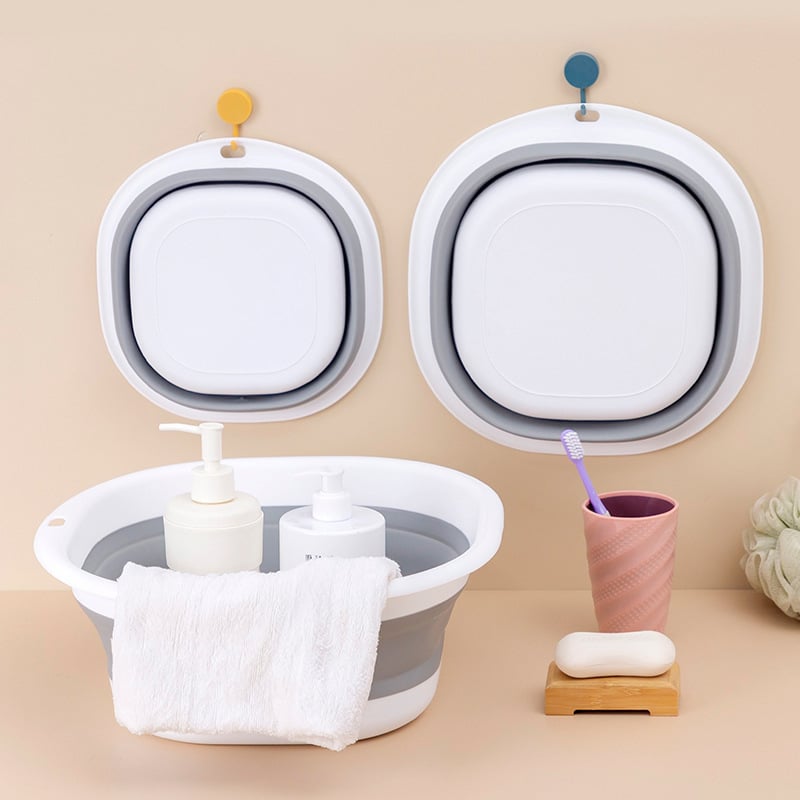 Salokāma sejas mazgāšanas panna mājsaimniecībai un studentu kopmītnēm, pārvietojama, plastmasas (Zhejiang, 2022, salokāma, vienkārša)
